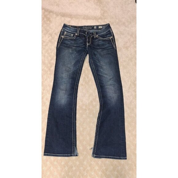Miss Me Jeans Women's Size 30x34 Boot Cut Dark Wash Bling Flap Pocket JS5014B58 - Picture 1 of 4
